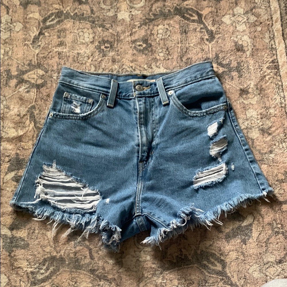Levi's Blue Distressed Jean Shorts